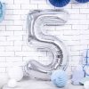 Számos lufi 34" 86cm óriás Ezüst szám, számjegy 5-ös