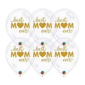   Latex lufi 11" 28cm 6db Legjobb Anya - Simply Best Mom Ever Diamond Clear, q11243rp