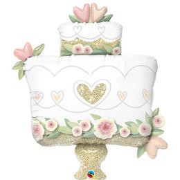 Óriás esküvői fólia lufi 41" 104cm, Esküvői torta, Wedding cake, glitteres, 57377