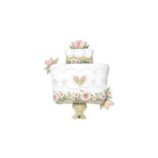 Óriás esküvői fólia lufi 41" 104cm, Esküvői torta, Wedding cake, glitteres, 57377, héliummal töltve