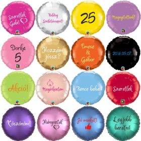   Egyedi fólia lufi, felirattal, 18" (45cm), Héliummal töltve