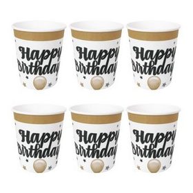 Papírpohár elegáns 2,5dl, 6db, Happy Birthday, 24848