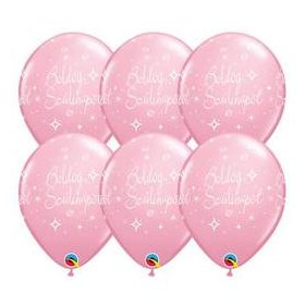   Szülinapi latex lufi 11" 28cm 6db Boldog születésnapot! rózsaszín, q72425rp