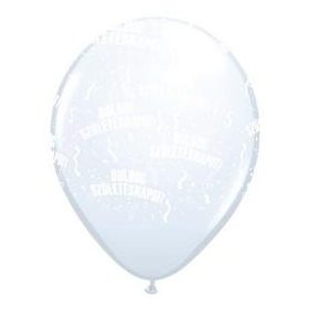   Szülinapi latex lufi 11" 28cm 6db Boldog születésnapot! fehér, q48008-4rp