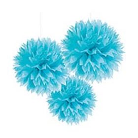 Függő dekoráció, bolyhos papír 41cm 3db, kék, a1805554