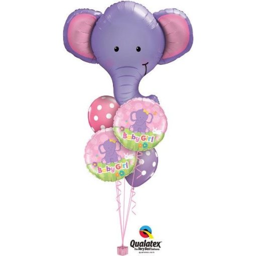 Héliumos luficsokor, baba születésre, baby girl, elefánt - INGYENES KISZÁLLÍTÁSSAL
