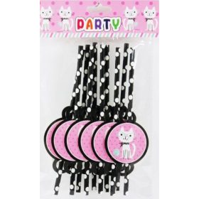 Szívószál papír, cicás 10db