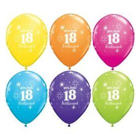   Szám, Számos latex lufi 11" 28cm 6db 18-as lufi Boldog 18. szülinapot!, q46366rp