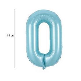 Számos lufi 34" 86cm óriás Világoskék szám 0