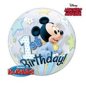   Mintás Bubbles számos, szám lufi 22" 56cm Mickey Mouse 1 Birthday