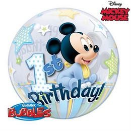 Mintás Bubbles számos, szám lufi 22" 56cm Mickey Mouse 1 Birthday Héliummal töltve, 12864