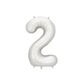   Számos lufi 34" 86cm óriás matt Ezüst szám, számjegy 2-es