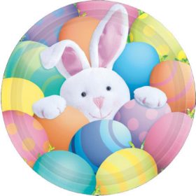   Húsvéti papírtányér, nyuszi és tojás mintával 8 db-os 