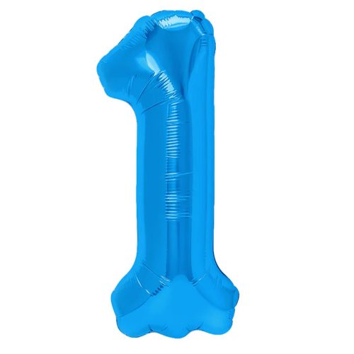 Számos lufi 14" (35cm) fólia szám, számjegy 1 levegővel tölthető, kék