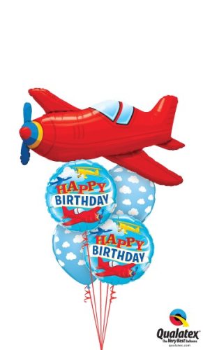 Héliumos luficsokor szülinapra, repülő, airplane Happy Birthday - INGYENES KISZÁLLÍTÁSSAL