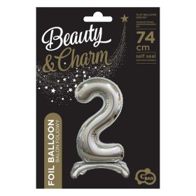   Talpas számos lufi 29" (74cm) fólia szám, számjegy, 2 levegővel tölthető, ezüst