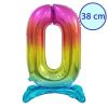 Talpas számos lufi 15" (38cm) fólia szám, számjegy, 0 levegővel tölthető, szivárvány