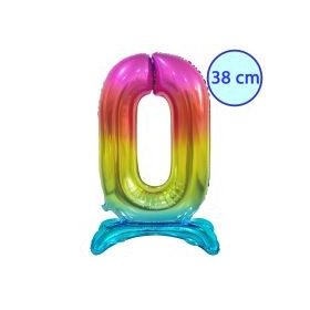   Talpas számos lufi 15" (38cm) fólia szám, számjegy, 0 csak levegővel tölthető, szivárvány