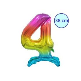   Talpas számos lufi 15" (38cm) fólia szám, számjegy, 4 csak levegővel tölthető, szivárvány