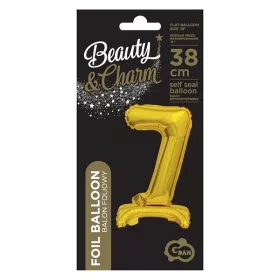   Talpas számos lufi 15" (38cm) fólia szám, számjegy, 7 csak levegővel tölthető, Arany