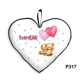 Párna, szív, lufis macik, szeretlek, 45cm