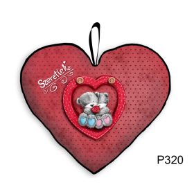 Párna, szív, maci pár, szeretlek, 25cm