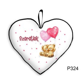 Párna, szív, lufis macik, szeretlek, 25cm