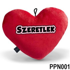 Párna, plüss szív, szeretlek, 43x35cm