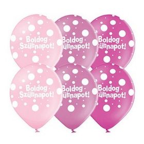   Szülinapi latex lufi 11" 28cm 6db Boldog szülinapot! Rózsaszín