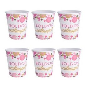 Papírpohár 2,5dl, 6db, Boldog szülinapot, m27474 