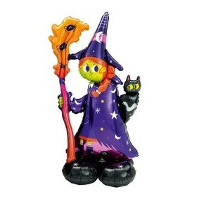   Óriás fólia lufi dekoráció, Airloonz, 55" 139cm Rémisztő boszorkány, Halloween, csak levegővel tölthető