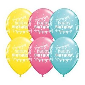   Szülinapi latex lufi 11" 28cm 6db Happy Birthday! 50209