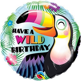 Szülinapi fólia lufi 18" 45cm, Have a wild Birthday, tukán