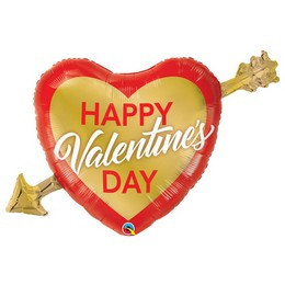 Óriás fólia lufi 39" 99cm szív, Happy Valentine's Day, 97212