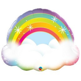 Óriás fólia lufi 32", 81cm-es szivárvány és felhő, rainbow, 97538 