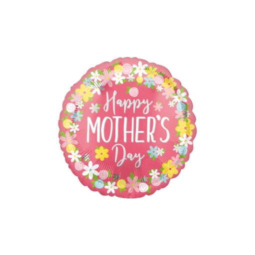 Anyák napi fólia lufi 18" 45cm Happy Mother's Day, 100103705901, héliummal töltve