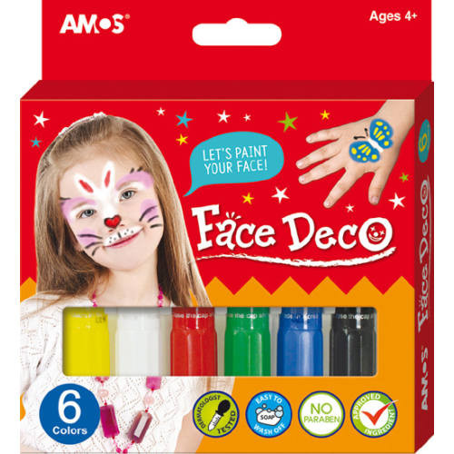 Arcfesték szett, arcfestő, Amos 6 színű, dobozban, FDCA0011