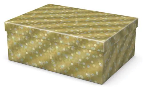 Karácsonyi díszdoboz, T4, 32x23x12 cm, Arany