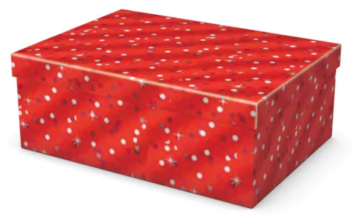Karácsonyi díszdoboz, T4, 32x23x12 cm, Piros